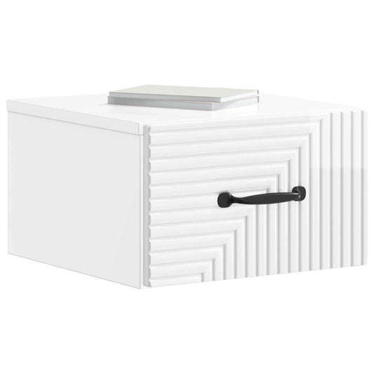 Wall-Mounted Bedside Cabinet with Drawer 2 pcs High Gloss White Wall-Mounted Bedside Cabinet with Drawer 2 pcs High Gloss White