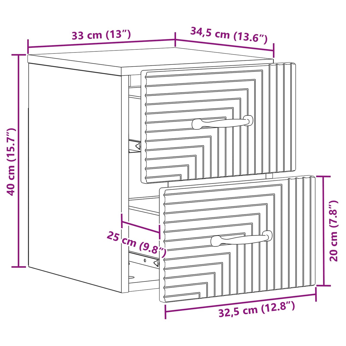 Wall-Mounted Bedside Cabinet 2 pcs White 34.5 x 33 x 40 cm
