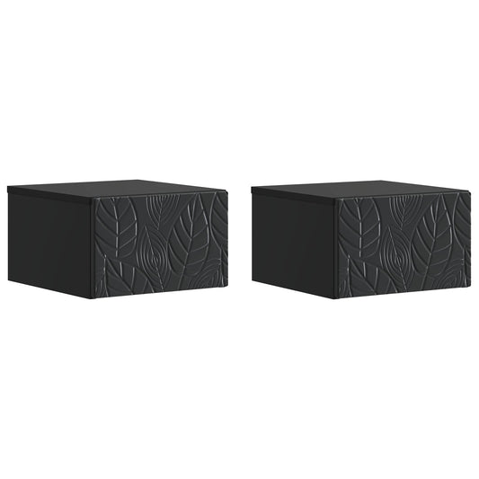 Wall-Mounted Bedside Cabinet 2 pcs Black 49 x 34.5 x 20 cm Wall-Mounted Bedside Cabinet 2 pcs Black 49 x 34.5 x 20 cm