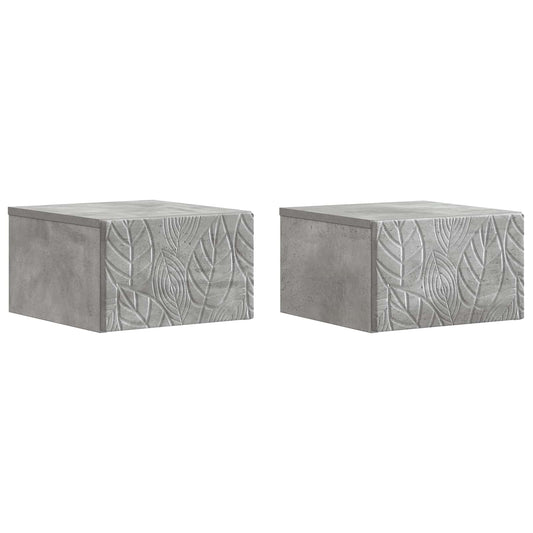 Wall-Mounted Bedside Cabinet 2 pcs Concrete Grey Wall-Mounted Bedside Cabinet 2 pcs Concrete Grey