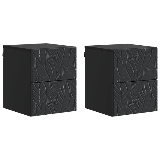 Wall-Mounted Bedside Cabinet 2 pcs Black 34.5 x 33 x 40 cm Wall-Mounted Bedside Cabinet 2 pcs Black 34.5 x 33 x 40 cm