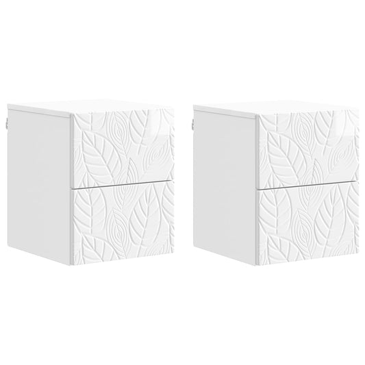 Wall-Mounted Bedside Cabinet 2 pcs High Gloss White Wall-Mounted Bedside Cabinet 2 pcs High Gloss White