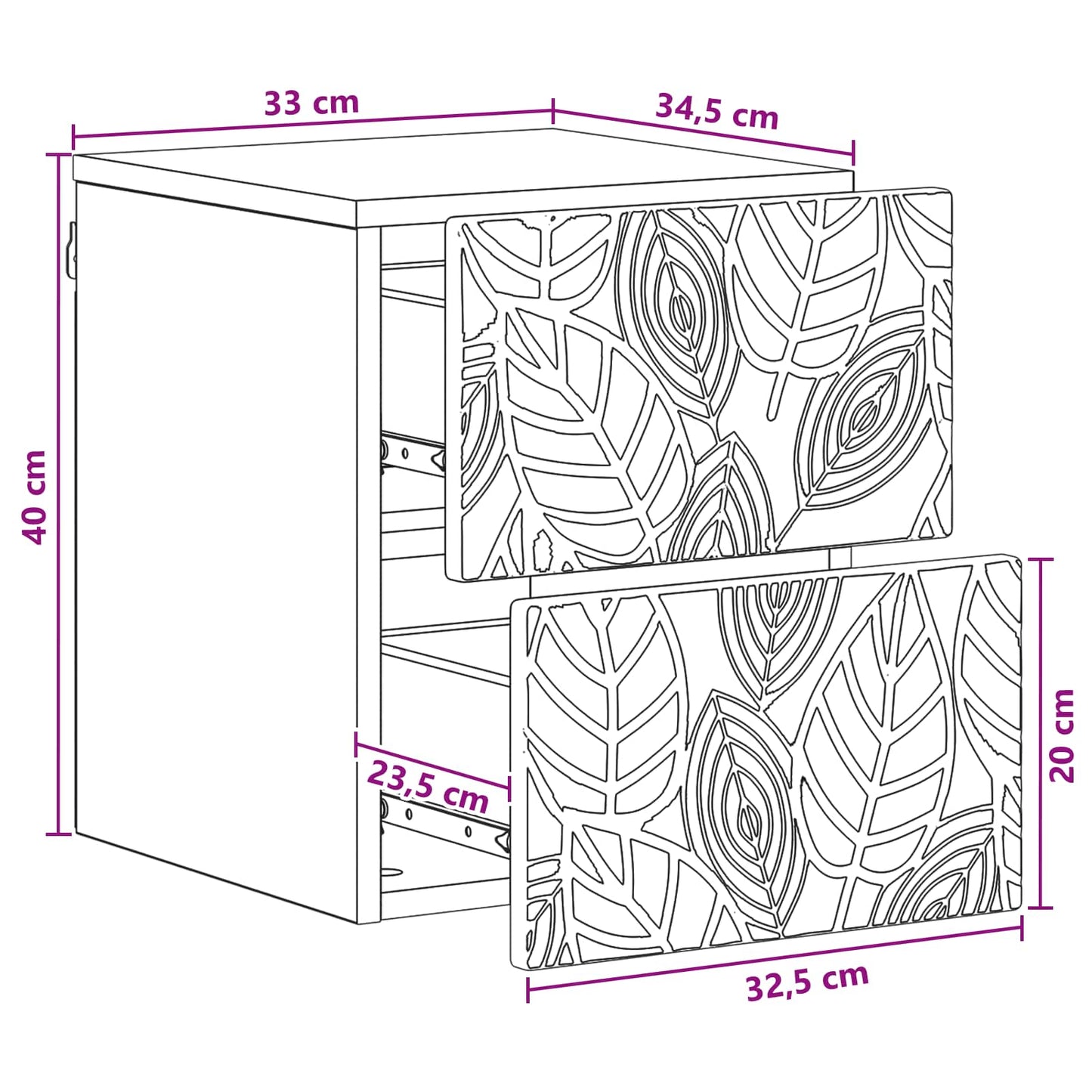 Wall-Mounted Bedside Cabinet Grey Sonoma 34.5 x 33 x 40 cm