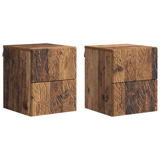 Wall-Mounted Bedside Cabinet 2 pcs Old wood 34.5 x 33 x 40 cm Wall-Mounted Bedside Cabinet 2 pcs Old wood 34.5 x 33 x 40 cm