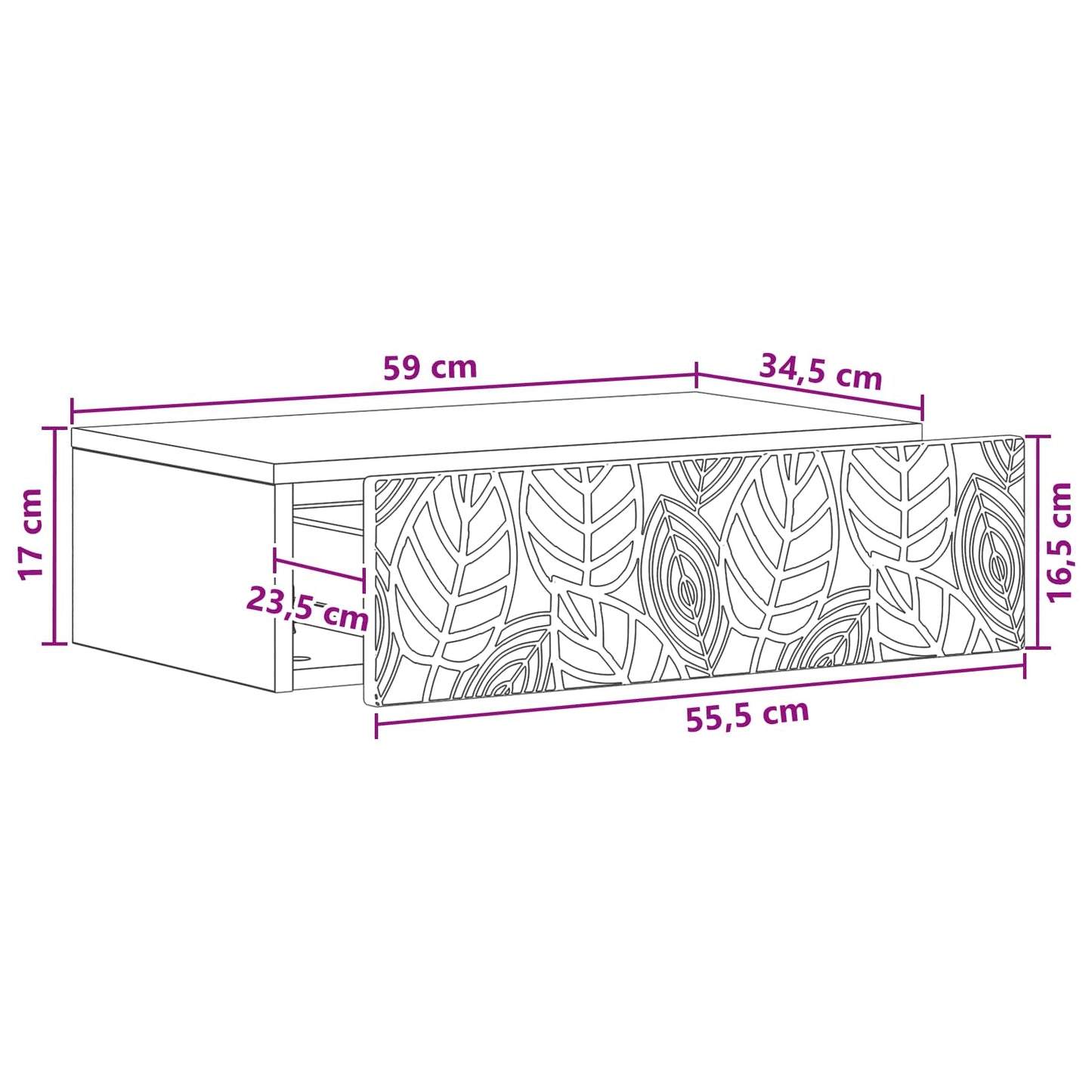 Wall-Mounted Side Table 59 x 34.5 x 17 cm Engineered Wood