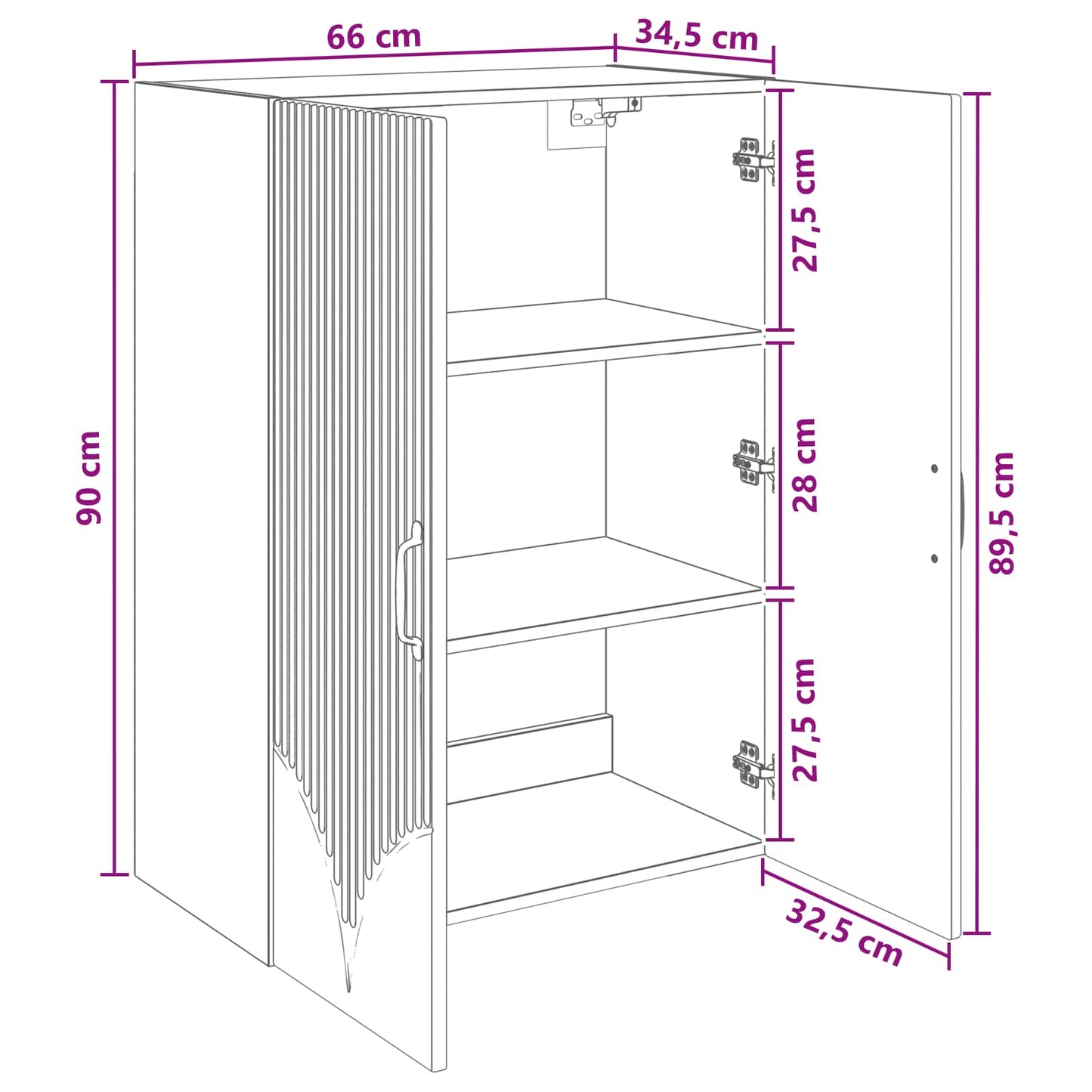 Wall-Mounted Cabinet 66 x 34.5 x 90 cm Engineered Wood