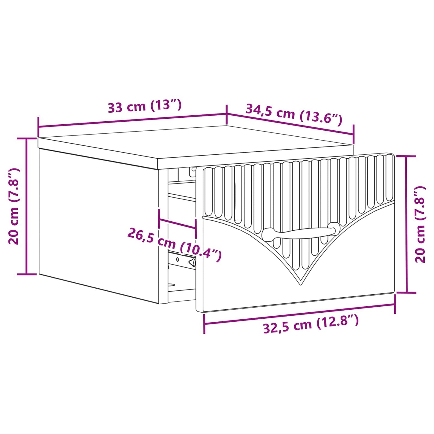 Wall-Mounted Bedside Cabinet with Drawer 2 pcs High Gloss White