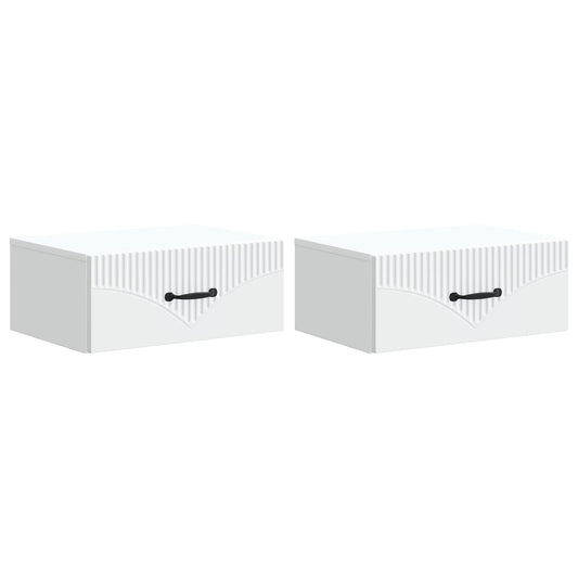 Wall-Mounted Bedside Cabinet 2 pcs White 49 x 34.5 x 20 cm Wall-Mounted Bedside Cabinet 2 pcs White 49 x 34.5 x 20 cm