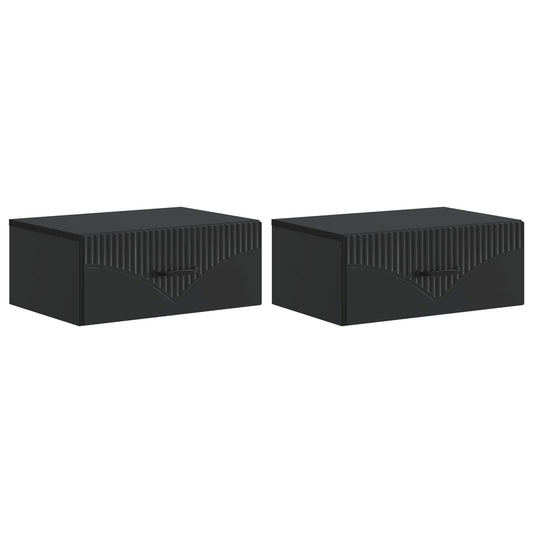 Wall-Mounted Bedside Cabinet 2 pcs Black 49 x 34.5 x 20 cm Wall-Mounted Bedside Cabinet 2 pcs Black 49 x 34.5 x 20 cm