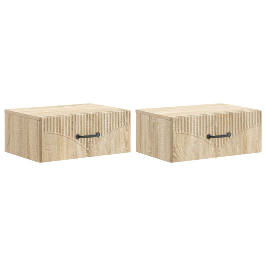 Wall-Mounted Bedside Cabinet 2 pcs Sonoma Oak 49 x 34.5 x 20 cm Wall-Mounted Bedside Cabinet 2 pcs Sonoma Oak 49 x 34.5 x 20 cm
