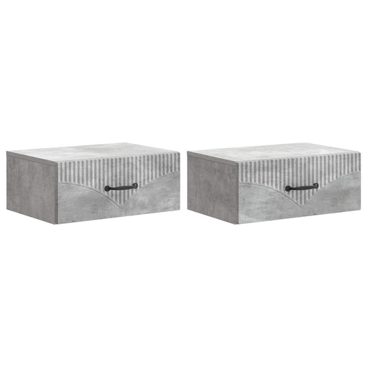Wall-Mounted Bedside Cabinet 2 pcs Concrete Grey Wall-Mounted Bedside Cabinet 2 pcs Concrete Grey