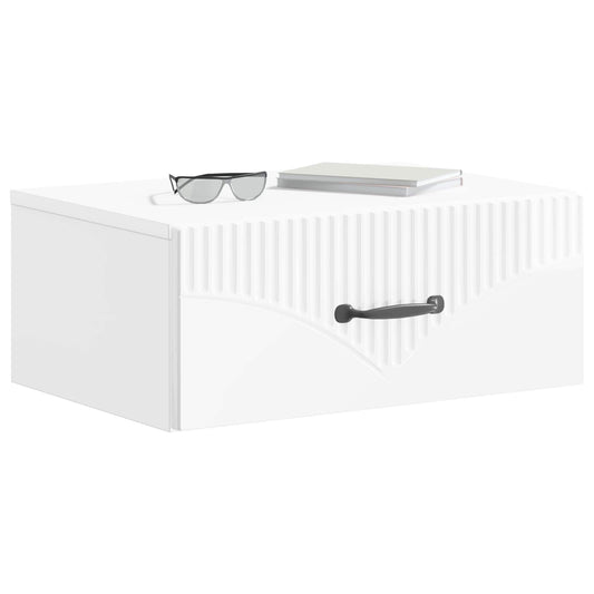 Wall-Mounted Bedside Cabinet with Drawer 2 pcs High Gloss White Wall-Mounted Bedside Cabinet with Drawer 2 pcs High Gloss White