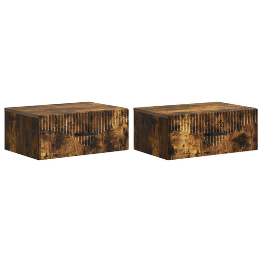 Wall-Mounted Bedside Cabinet 2 pcs Smoked Oak 49 x 34.5 x 20 cm Wall-Mounted Bedside Cabinet 2 pcs Smoked Oak 49 x 34.5 x 20 cm