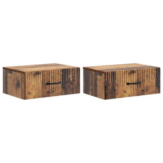 Wall-Mounted Bedside Cabinet 2 pcs Old Wood 49 x 34.5 x 20 cm Wall-Mounted Bedside Cabinet 2 pcs Old Wood 49 x 34.5 x 20 cm