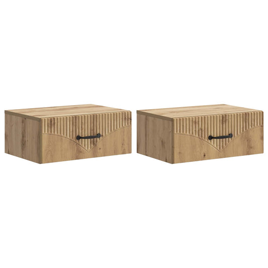 Wall-Mounted Bedside Cabinet 2 pcs Artisan Oak Wall-Mounted Bedside Cabinet 2 pcs Artisan Oak
