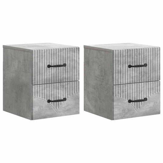 Wall-Mounted Bedside Cabinet 2 pcs Concrete Grey Wall-Mounted Bedside Cabinet 2 pcs Concrete Grey