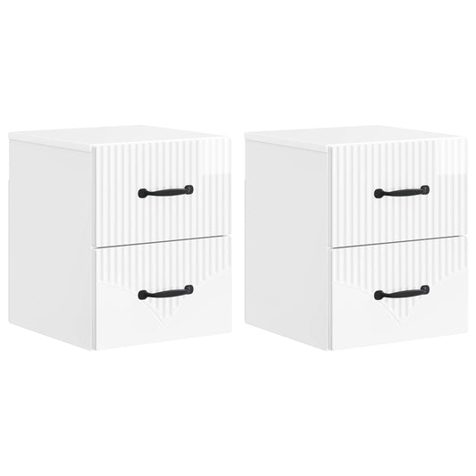 Wall-Mounted Bedside Cabinet 2 pcs High Gloss White Wall-Mounted Bedside Cabinet 2 pcs High Gloss White