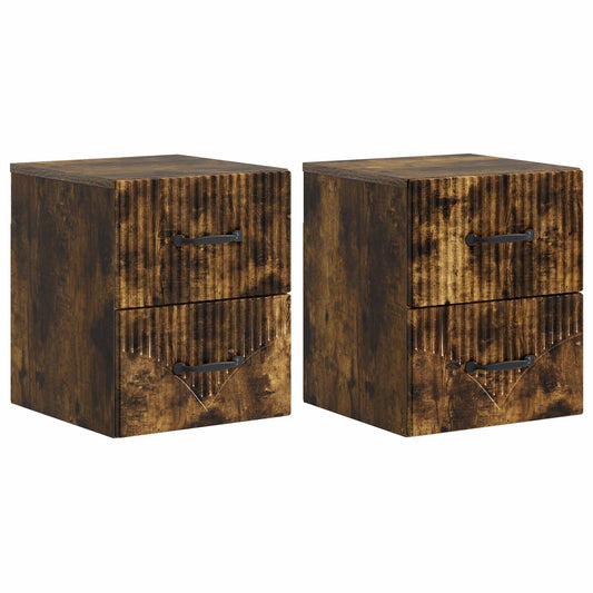 Wall-Mounted Bedside Cabinet 2 pcs Smoked Oak 34.5 x 33 x 40 cm Wall-Mounted Bedside Cabinet 2 pcs Smoked Oak 34.5 x 33 x 40 cm
