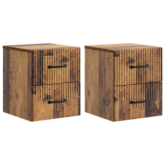 Wall-Mounted Bedside Cabinet 2 pcs Old Wood 34.5 x 33 x 40 cm Wall-Mounted Bedside Cabinet 2 pcs Old Wood 34.5 x 33 x 40 cm