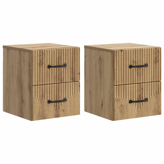 Wall-Mounted Bedside Cabinet 2 pcs Artisan Oak Wall-Mounted Bedside Cabinet 2 pcs Artisan Oak