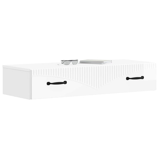 Wall-Mounted Side Table High Gloss White 87.5 x 34.5 x 17 cm Wall-Mounted Side Table High Gloss White 87.5 x 34.5 x 17 cm