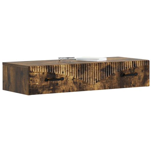 Wall-Mounted Side Table Smoked Oak 87.5 x 34.5 x 17 cm Wall-Mounted Side Table Smoked Oak 87.5 x 34.5 x 17 cm