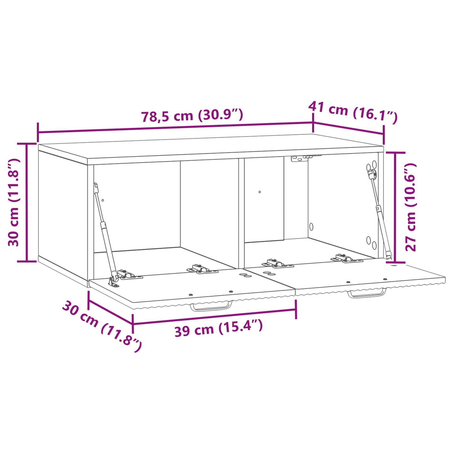 Wall-Mounted TV Cabinet Old Wood 78.5 x 41 x 30 cm