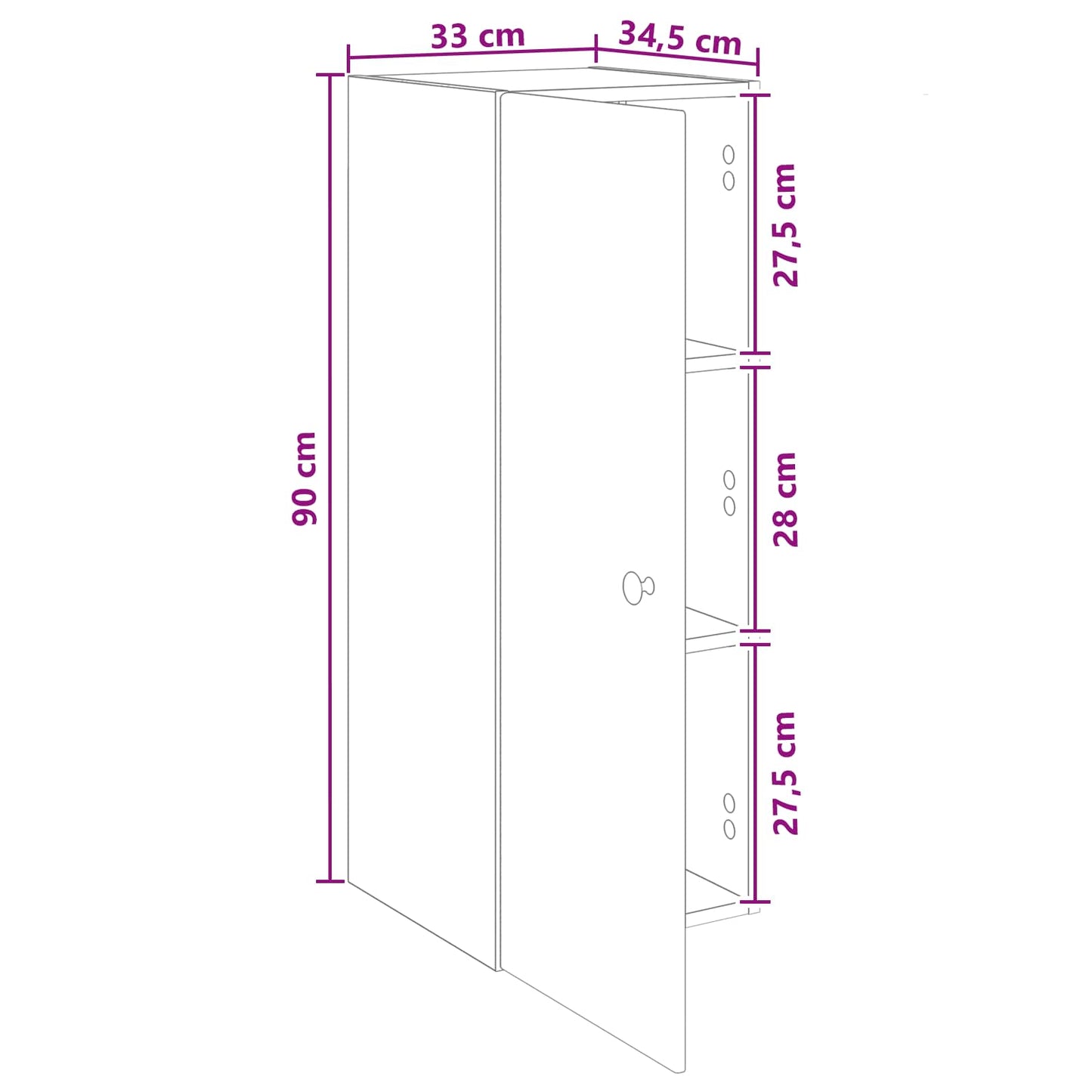 Wall-Mounted Cabinet White 33 x 34.5 x 90 cm Engineered Wood