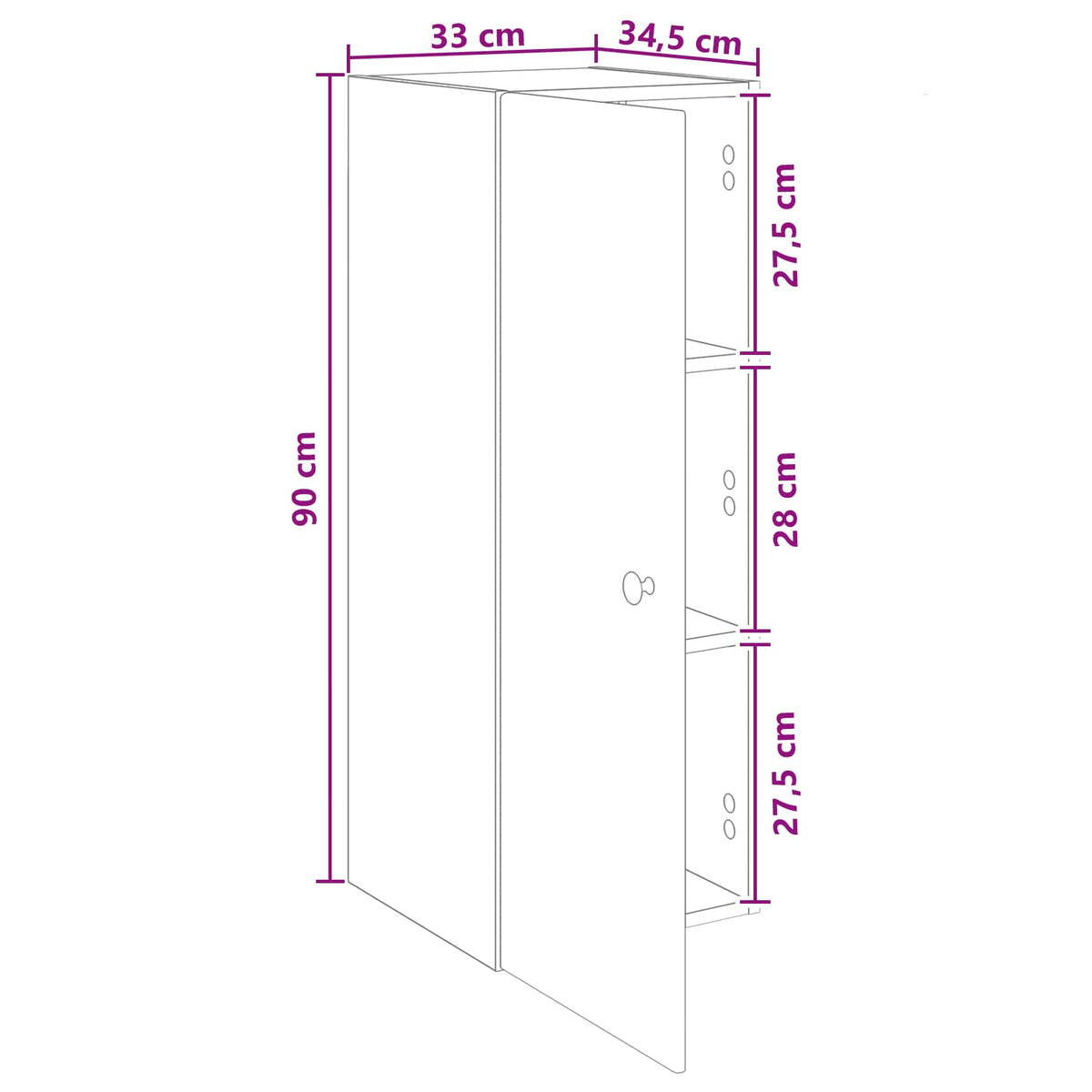 Wall-Mounted Cabinet 33 x 34.5 x 90 cm Engineered Wood