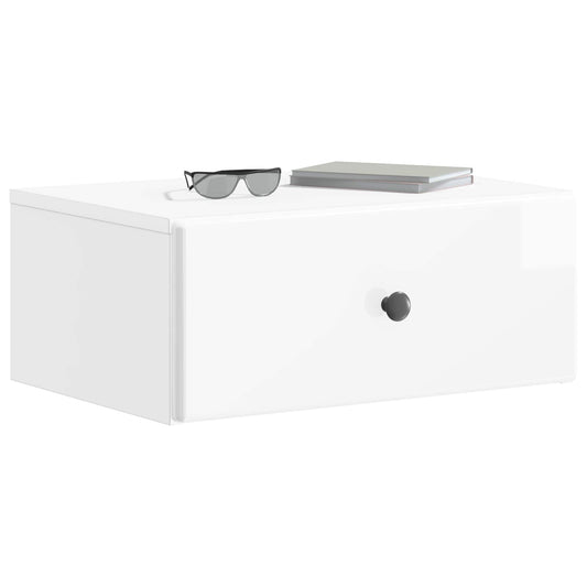 Wall-Mounted Bedside Cabinet with Drawer 2 pcs High Gloss White Wall-Mounted Bedside Cabinet with Drawer 2 pcs High Gloss White