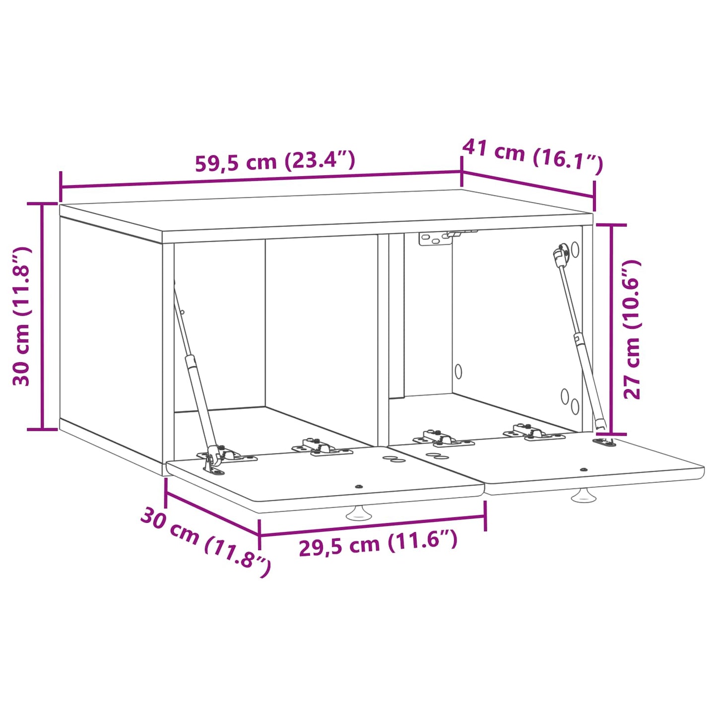 Wall-Mounted TV Cabinet 59.5 x 41 x 30 cm Smoked Oak