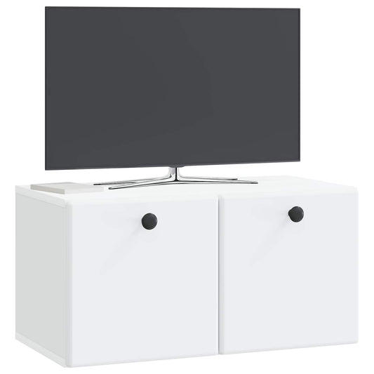 Wall-Mounted TV Cabinet 59.5 x 31 x 30 cm White Engineered Wood Wall-Mounted TV Cabinet 59.5 x 31 x 30 cm White Engineered Wood