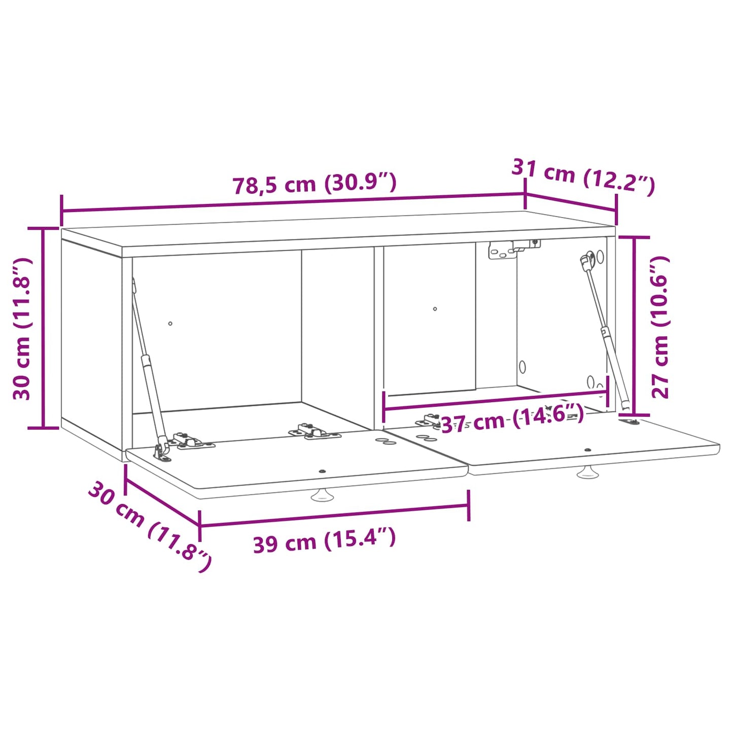 Wall-Mounted TV Cabinet 78.5 x 31 x 30 cm Old Wood