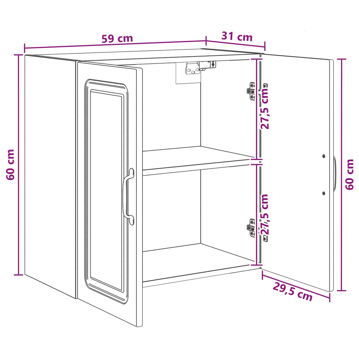 Wall-Mounted Cabinet 59 x 31 x 60 cm Engineered Wood Smoked Oak