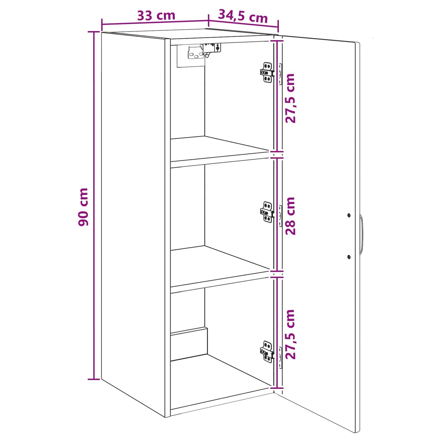 Wall-Mounted Cabinet 33 x 34.5 x 90 cm Engineered Wood
