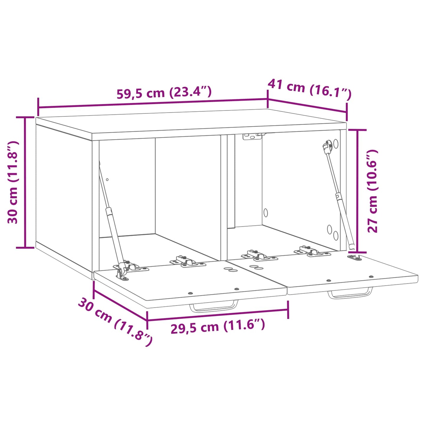 Wall-Mounted TV Cabinet Wall-mounted Old Wood 59.5 x 41 x 30 cm