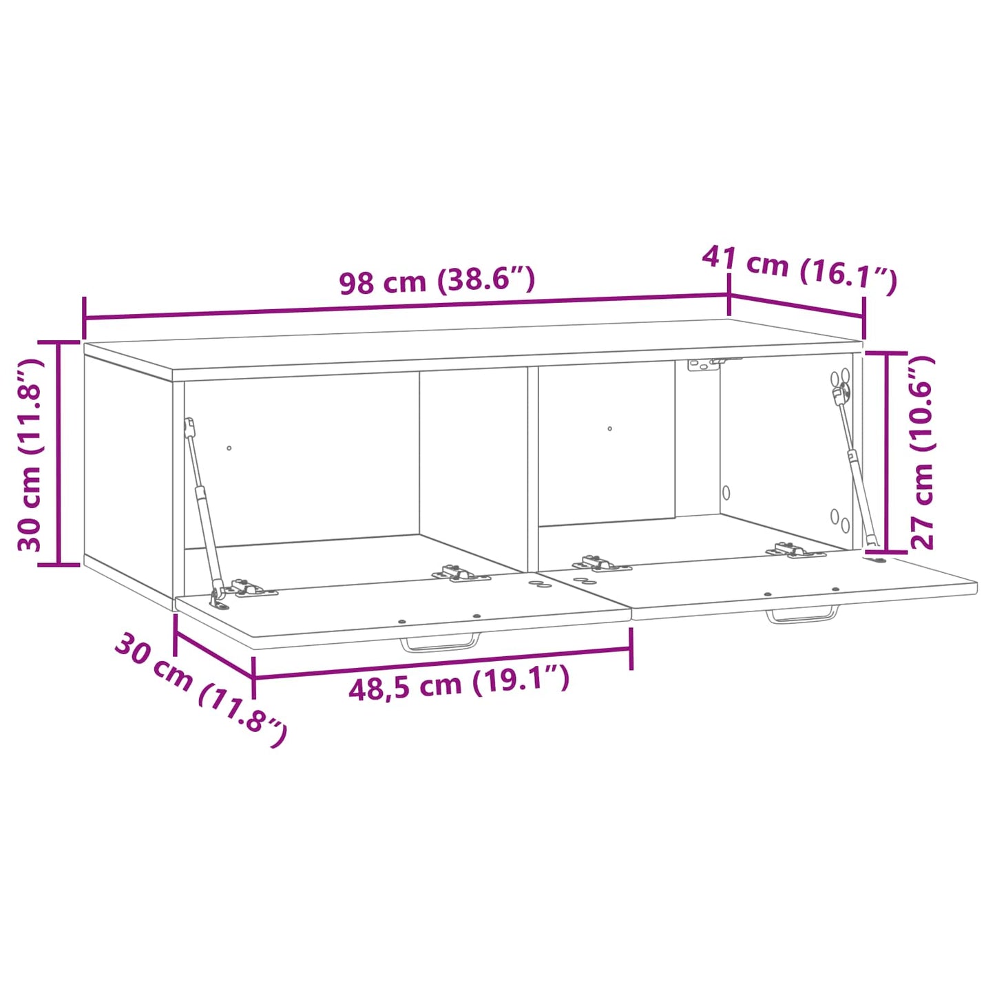 Wall-Mounted TV Cabinet Black 98 x 41 x 30 cm Engineered Wood