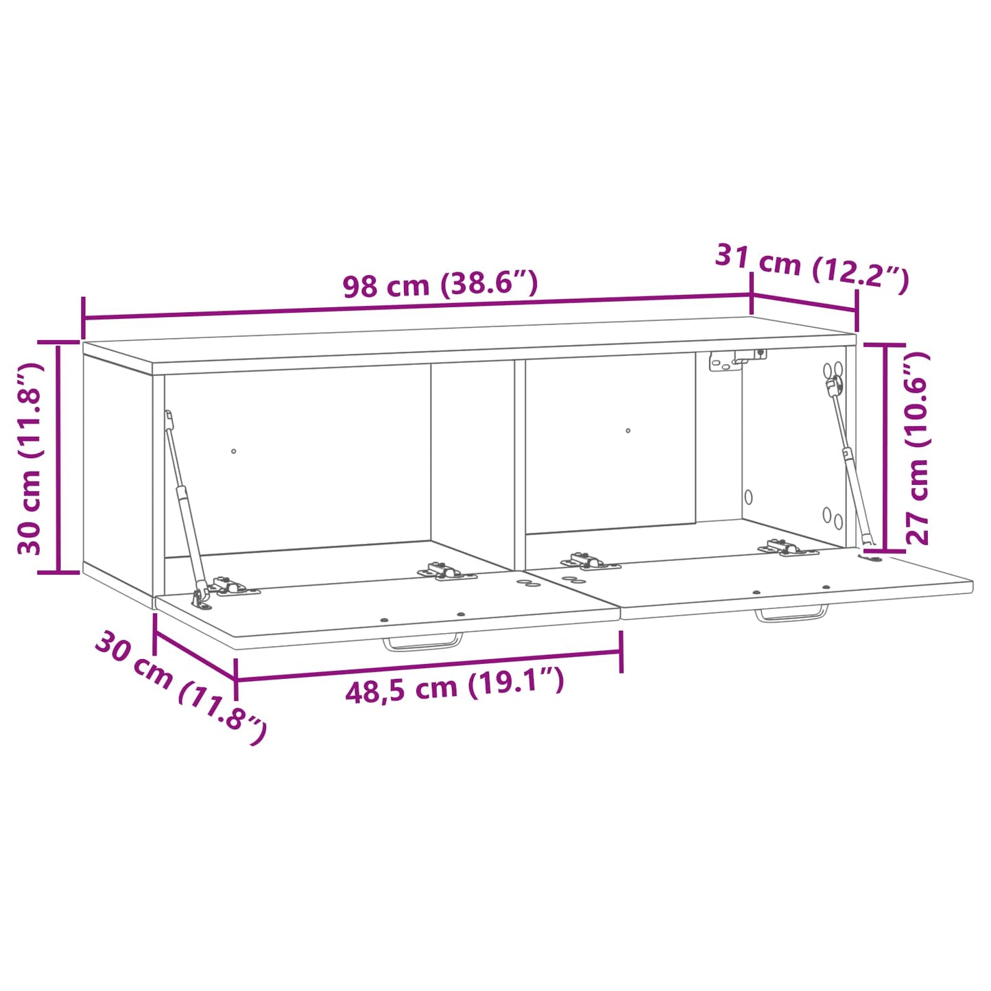 Wall-Mounted TV Cabinet High Gloss White 98 x 31 x 30 cm
