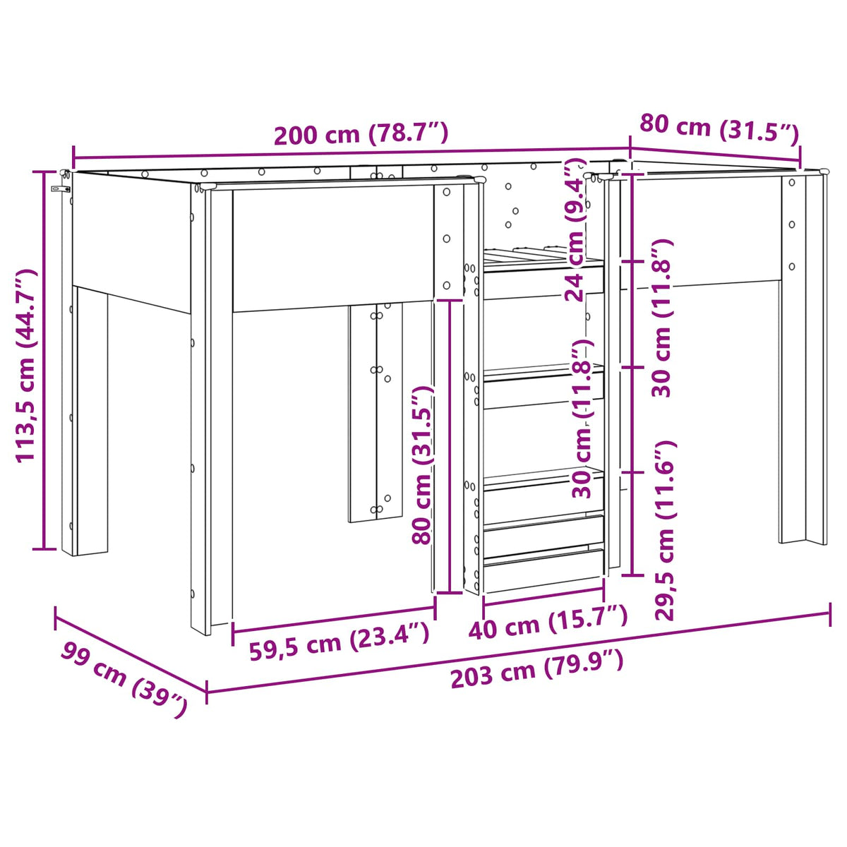 Bunk Bed for Kids Old Wood 80 x 200 cm Engineered wood