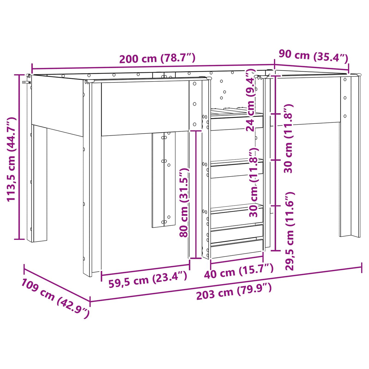 Bunk Bed for Kids Old Wood 90 x 200 cm Engineered wood