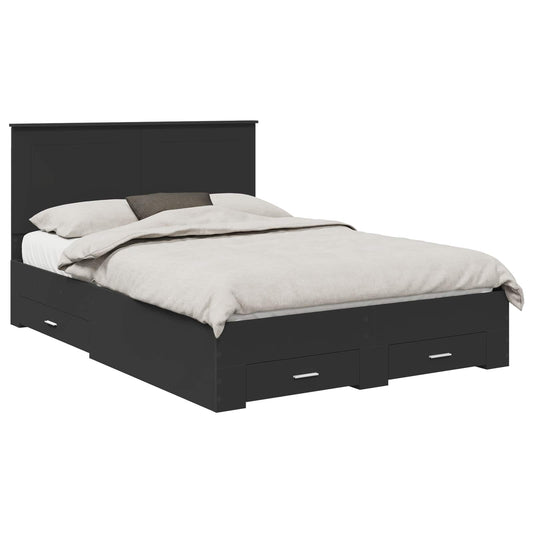 Bed Frame with Headboard Black 140 x 200 cm Engineered Wood Bed Frame with Headboard Black 140 x 200 cm Engineered Wood