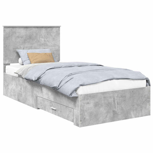 Bed Frame with Drawer Concrete Grey 90 x 190 cm Engineered Wood Bed Frame with Drawer Concrete Grey 90 x 190 cm Engineered Wood