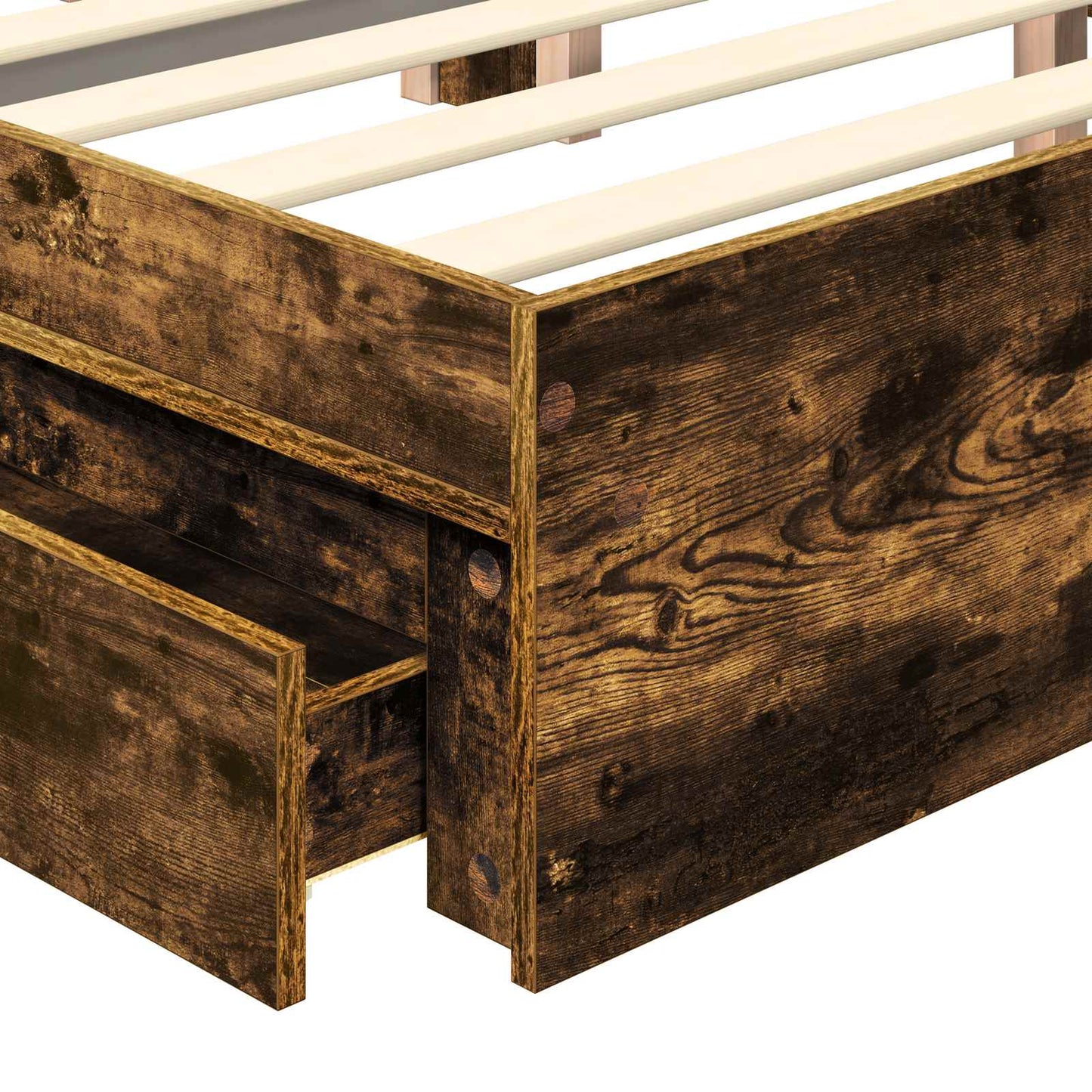 Storage Bed with Drawer Smoked Oak 100 x 200 cm Engineered Wood