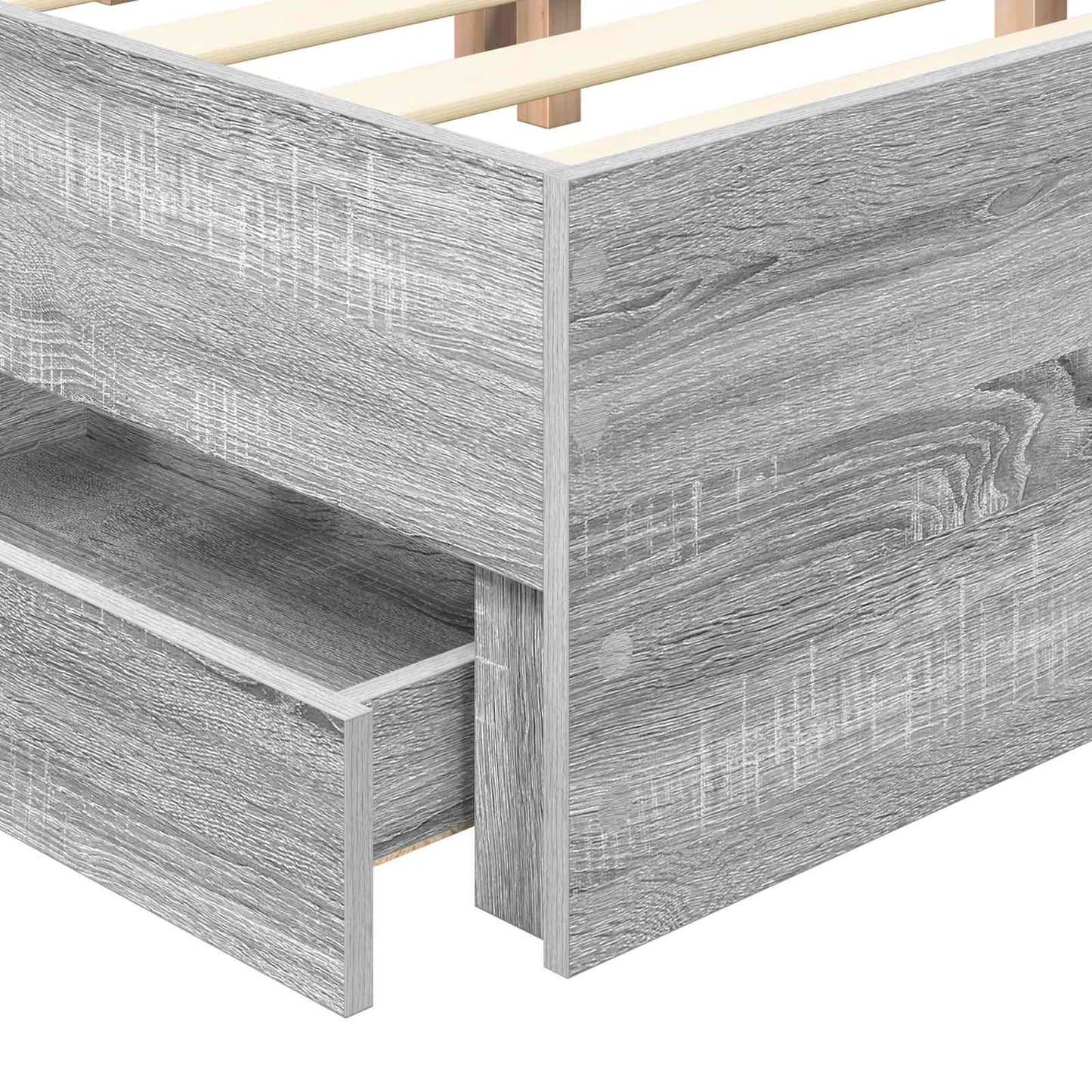 Bed Frame with Drawer Grey Sonoma 140 x 190 cm Engineer Wood