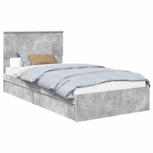 Storage Bed Concrete Grey 100 x 200 cm Engineered Wood Storage Bed Concrete Grey 100 x 200 cm Engineered Wood