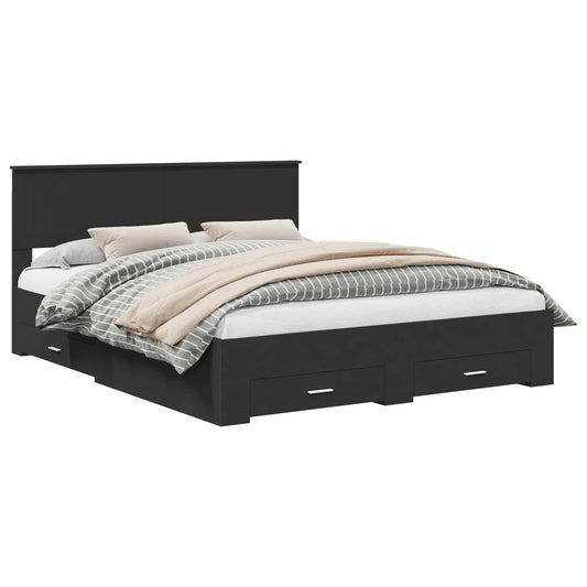 Bed Frame with Headboard Black 160 x 200 cm Engineered Wood Bed Frame with Headboard Black 160 x 200 cm Engineered Wood
