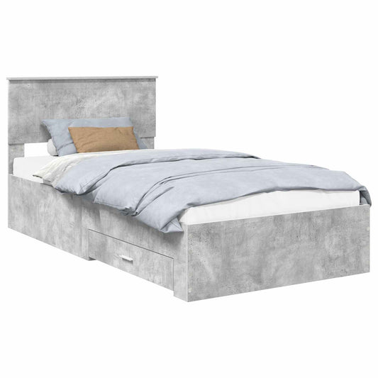 Bed Frame Concrete Grey 100 x 200 cm Engineered Wood Bed Frame Concrete Grey 100 x 200 cm Engineered Wood