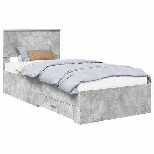 Bed Frame with Drawer Concrete Grey 90 x 190 cm Engineered Wood Bed Frame with Drawer Concrete Grey 90 x 190 cm Engineered Wood
