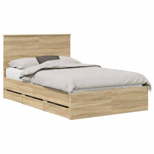 Bed Frame with Drawer Sonoma Oak 120 x 200 cm Engineer Wood Bed Frame with Drawer Sonoma Oak 120 x 200 cm Engineer Wood