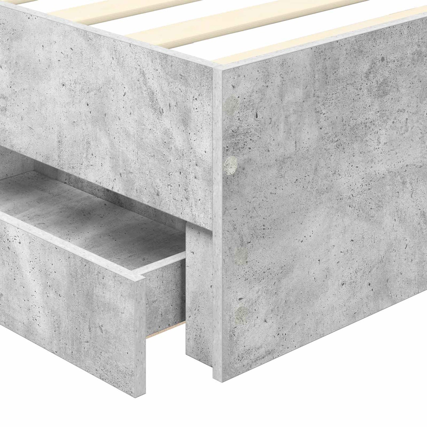 Bed Frame with Drawer Concrete Grey 90 x 190 cm Engineer Wood